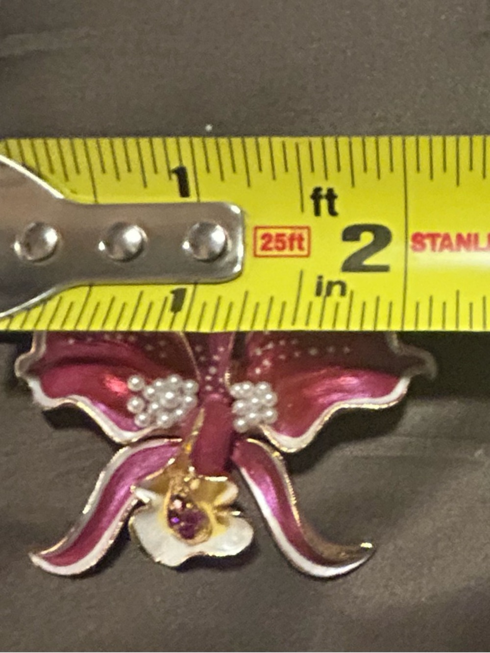 Stanley Pink Orchid Brooch with Pearl Clusters - Picture 3 of 3